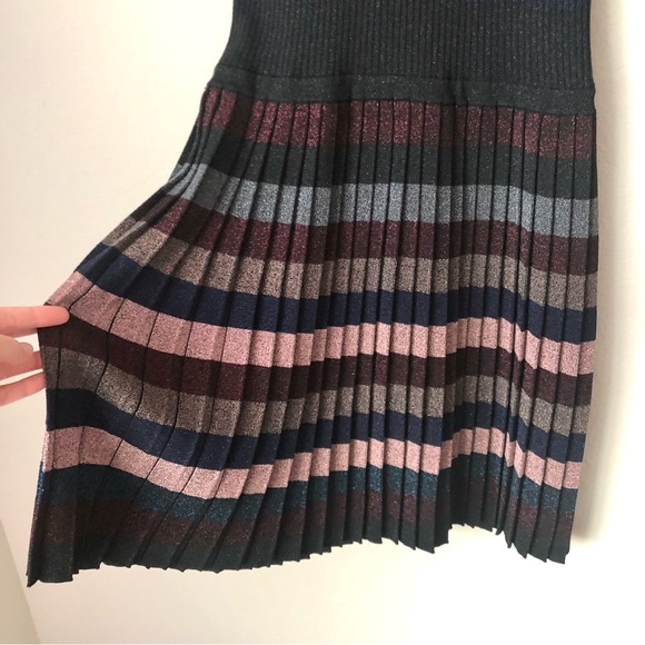 CLOSEOUT \Parker\• Multi-Stripe Pleated Midi Dress - Picture 8 of 16